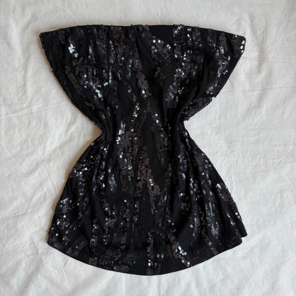y2k express sequin tube blue strapless party top size medium